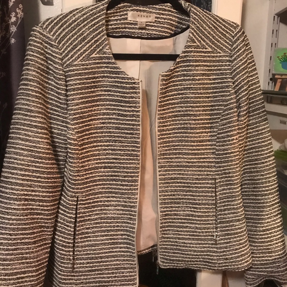 kenar women's white and black blazer